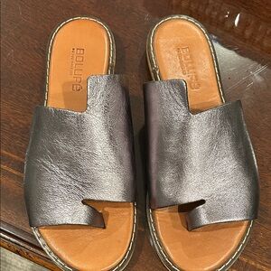 Gold metallic leather flats